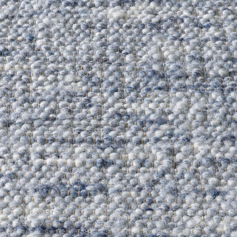 Wollteppich Natur | Reine Schur-Wolle Handweb Teppich im Skandinavischen Design | Blau